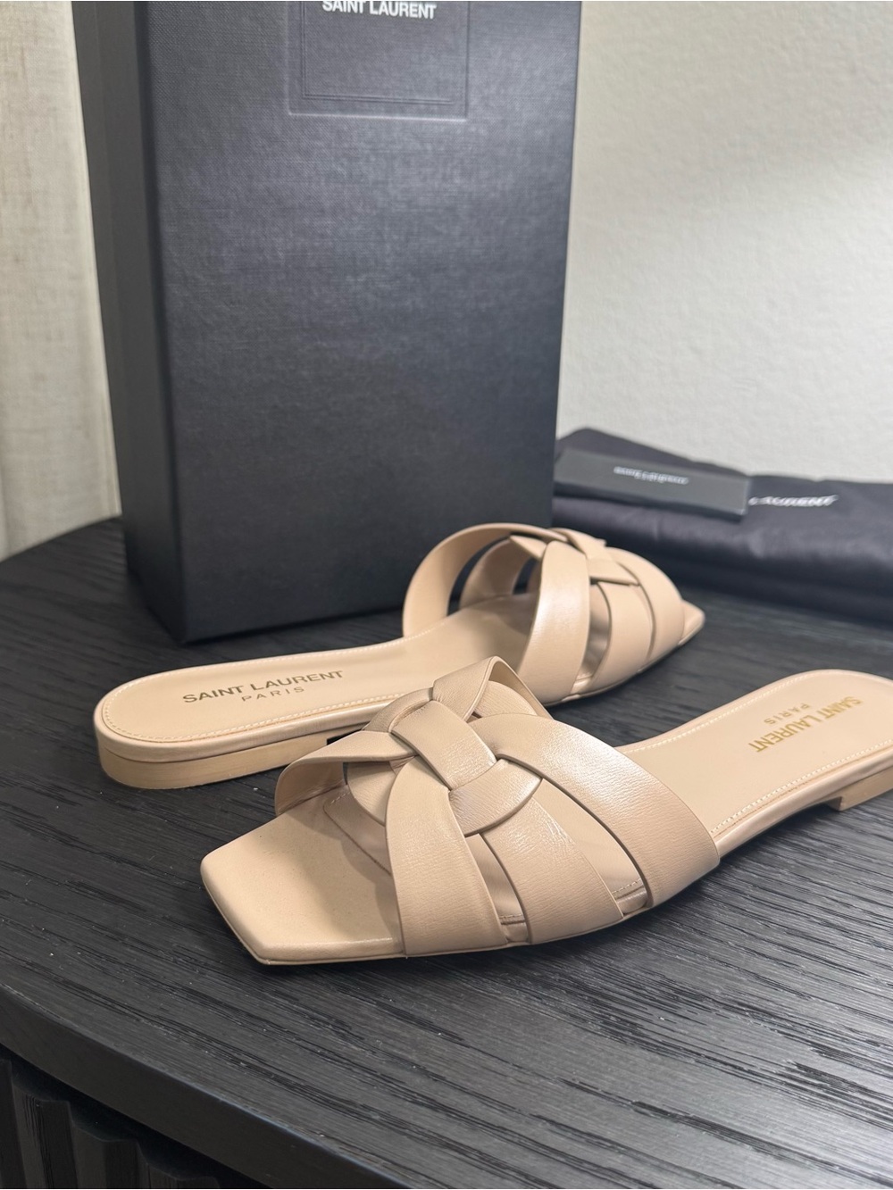 Saint Laurent YSL Tribute Nu Pieds Sandals Leather Nude 37.5 - Picture 4 of 9
